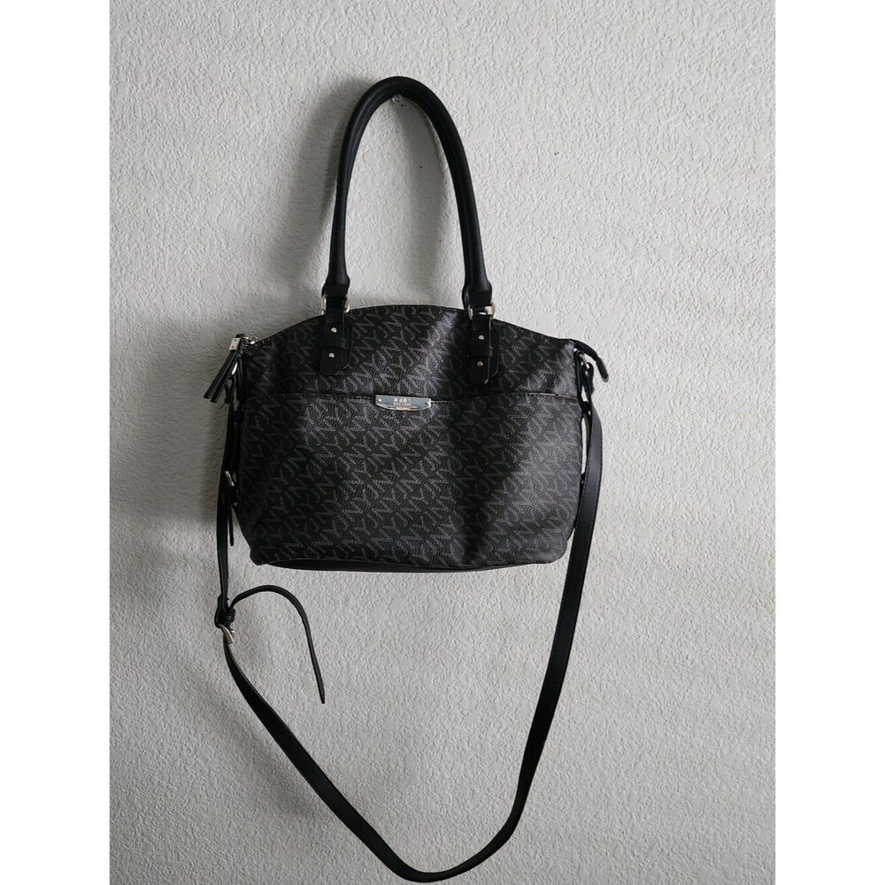 Jones New York Black Gray Satchel Monogram Bag